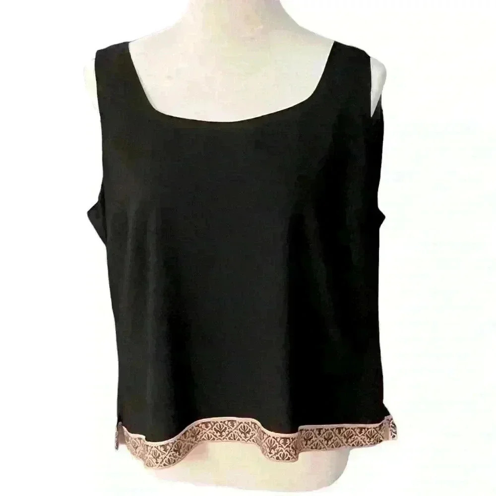 Norton McNaughton Black Scoop Neck Tank Women’s Size XL